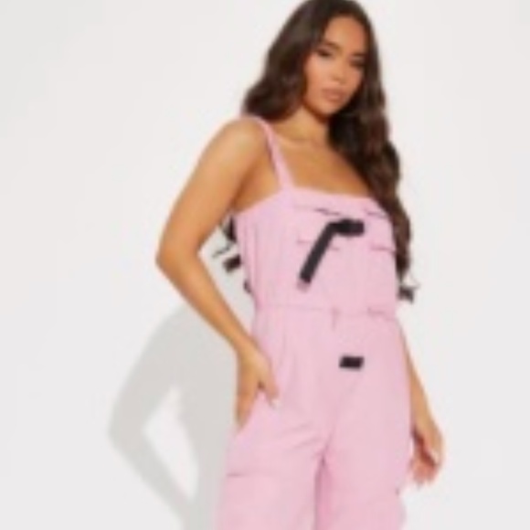 Utility pink jumpsuit - super cute! - Picture 1 of 3